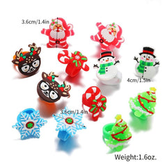 12 Christmas Rings - Festive Holiday Party Favors