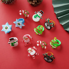 12 Christmas Rings - Festive Holiday Party Favors