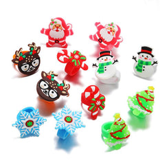 12 Christmas Rings - Festive Holiday Party Favors