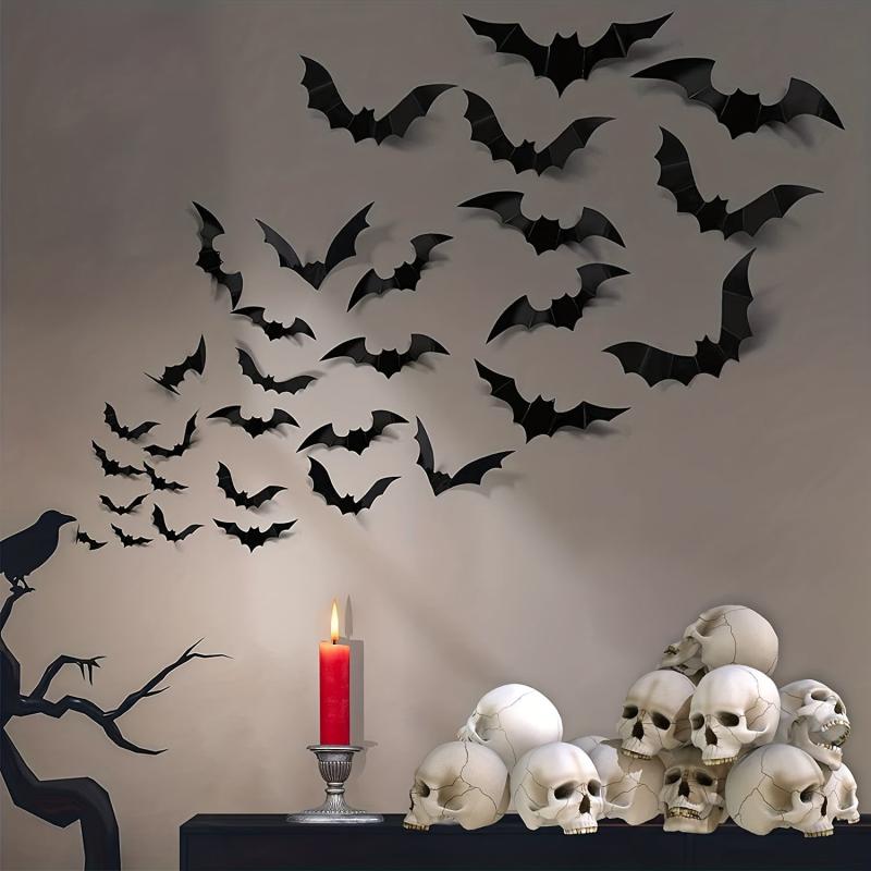 12pcs PVC Bats Wall Stickers Halloween Family Wall Decoration
