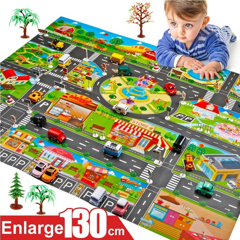 Play Mats House Traffic Road Signs Car Model Parking City Scene Map Rug Foam Mat
