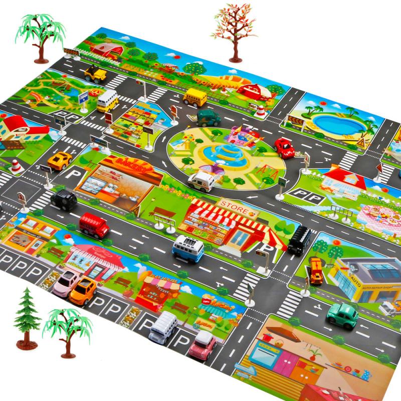 Play Mats House Traffic Road Signs Car Model Parking City Scene Map Rug Foam Mat