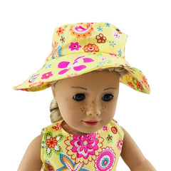 Yellow Flower Dress With Hats Doll Clothes Outfits Fit For American 18 Inch Doll