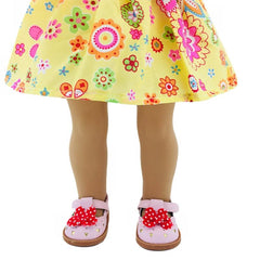 Yellow Flower Dress With Hats Doll Clothes Outfits Fit For American 18 Inch Doll