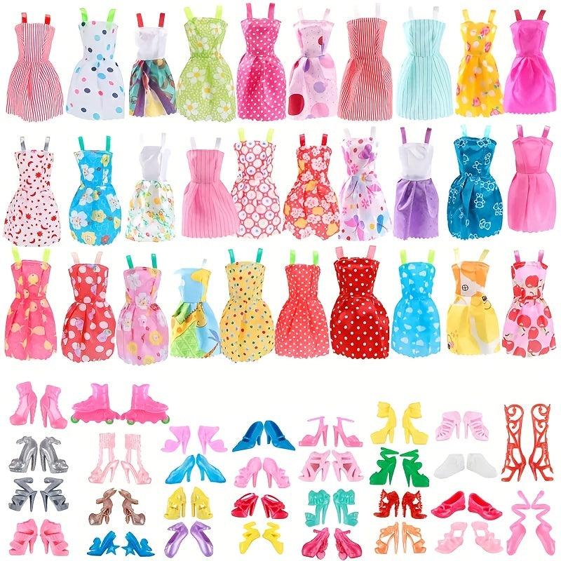 26pcs Mixed Style Mini Skirts, Necklace, Shoes Doll Accessories Set