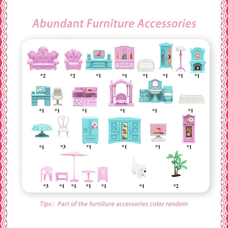 Pink Dollhouse Set with DIY Furniture - Perfect Birthday Gift