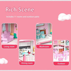 Pink Dollhouse Set with DIY Furniture - Perfect Birthday Gift