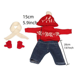 18-inch Christmas Winter Doll Outfit Set - Sweater, Pants, Scarf, Hat, Gloves