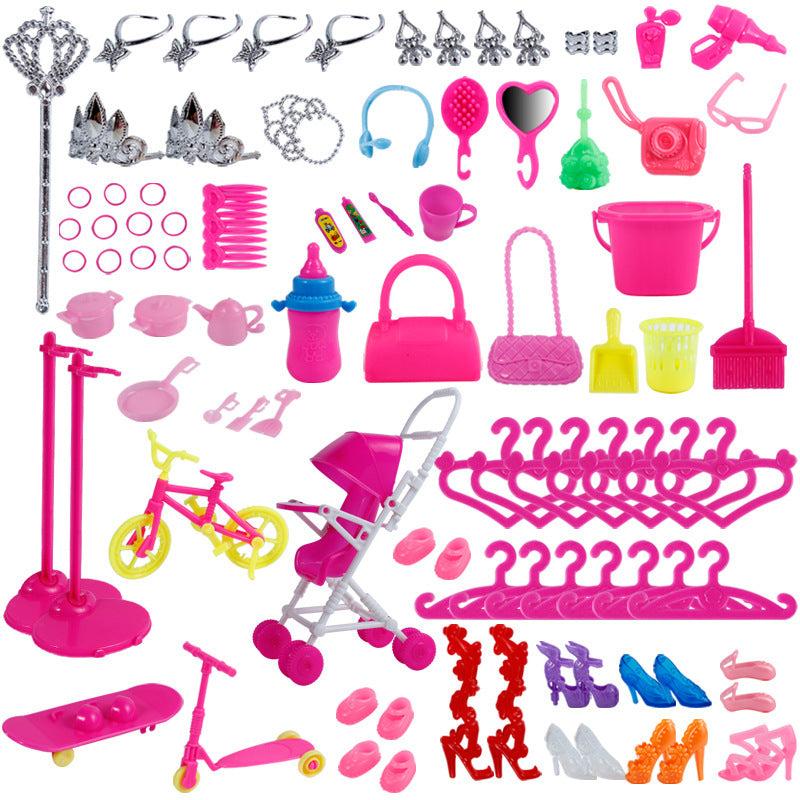 105pc Girls Pretend Play House Doll Set Mixed Accessories Toys