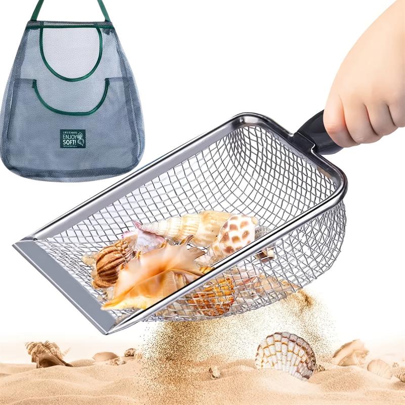 Beach Mesh Shovel & Bag for Shell Collecting Sand Scooper Shark Tooth Sifter