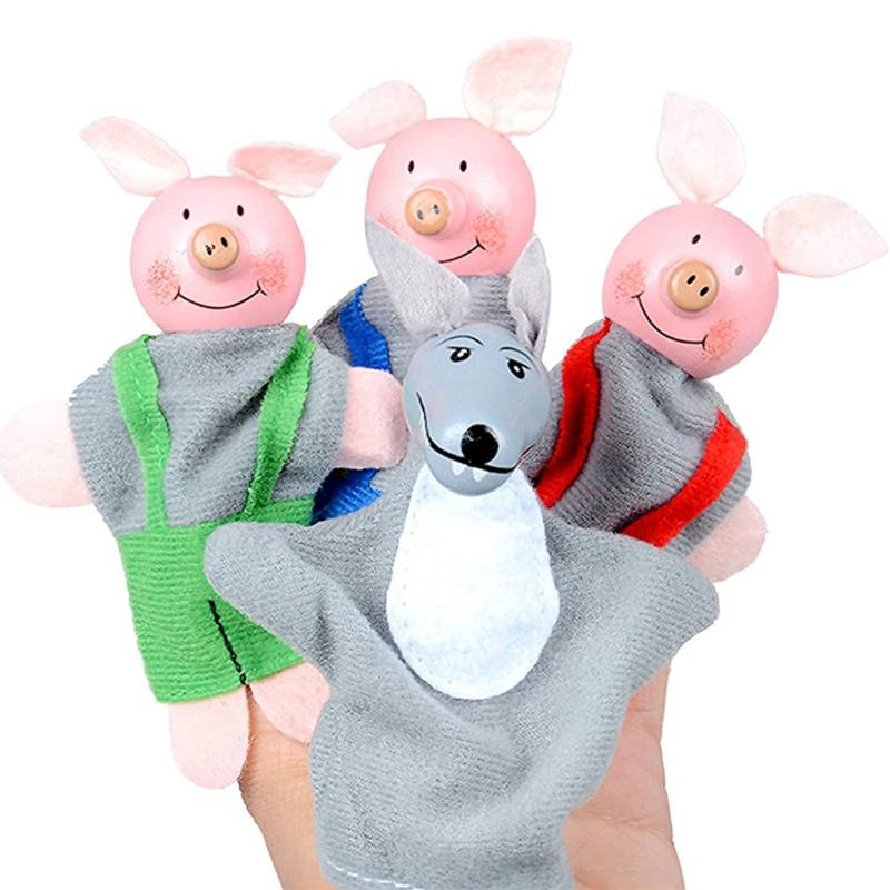 3 Little Pigs & Wolf Finger Puppet Toy Set