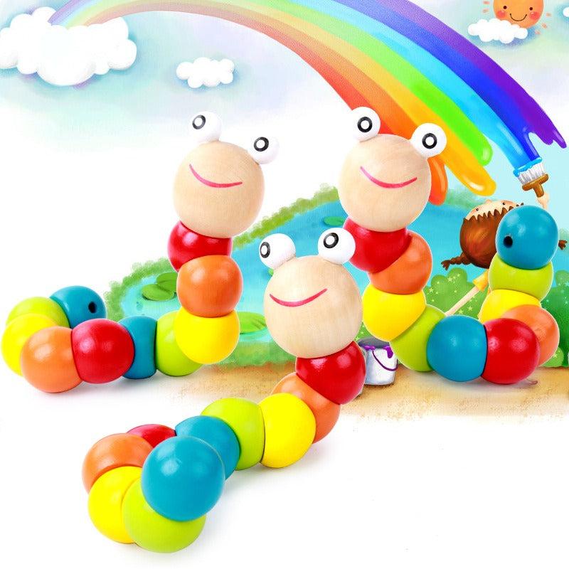 Colorful Twisted Worms Caterpillars Animal Dolls Wooden Puzzle Toys