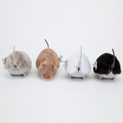 4pcs Clockwork Plush Mouse Tricky Dog Cat Toy Runs & Wags