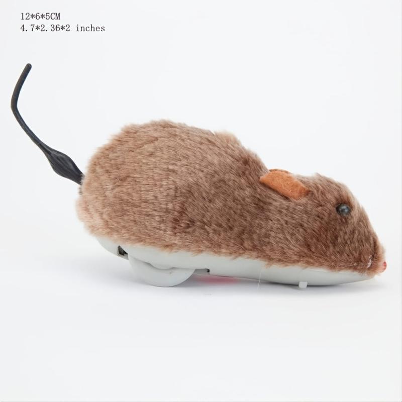 4pcs Clockwork Plush Mouse Tricky Dog Cat Toy Runs & Wags