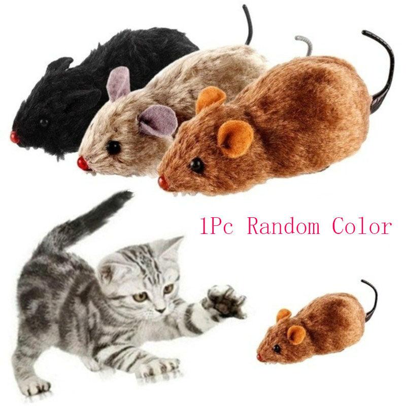 4pcs Clockwork Plush Mouse Tricky Dog Cat Toy Runs & Wags