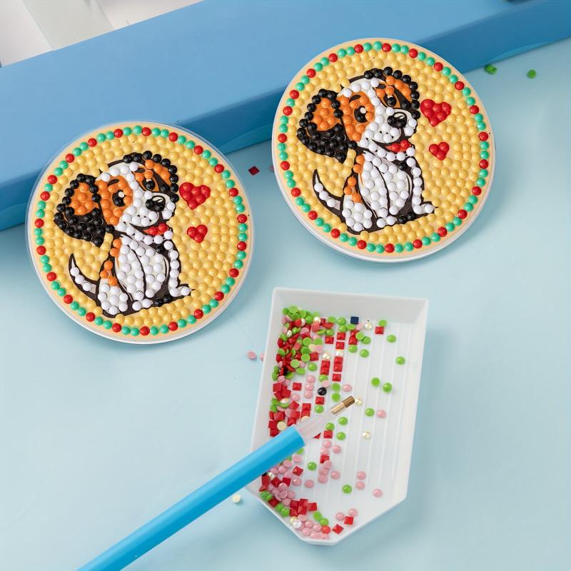 2pcs Acrylic Glass Diamond Painting Car Coasters, DIY Upgrade for GM Parts