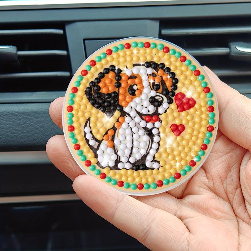 2pcs Acrylic Glass Diamond Painting Car Coasters, DIY Upgrade for GM Parts