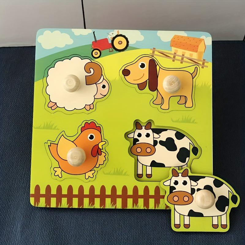 Kids Hand Scratching Board 3D Puzzle Wooden Toy Baby Montessori Fruit Cognitive