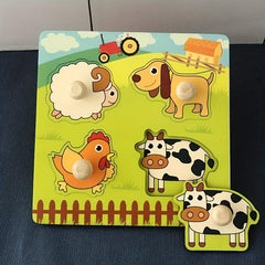 Kids Hand Scratching Board 3D Puzzle Wooden Toy Baby Montessori Fruit Cognitive