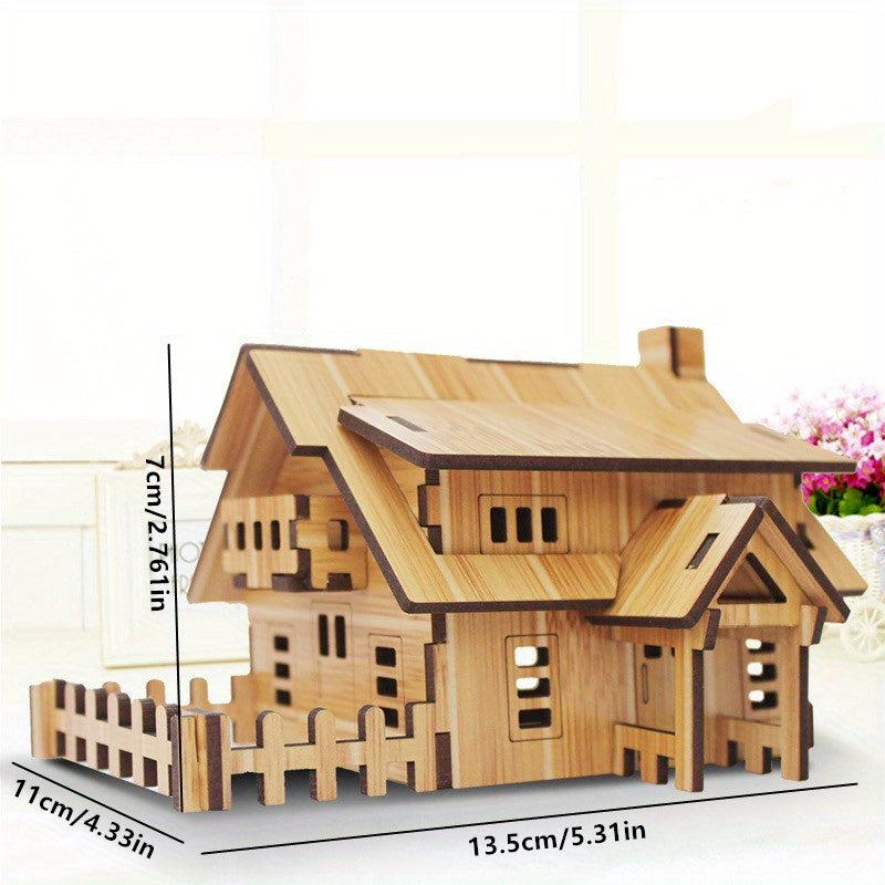 DIY 3D Wooden Villa Puzzle Kit