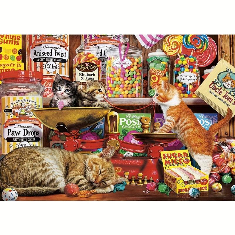 Greedy Cat Wooden Jigsaw Puzzle - Unique Animal Shaped Pieces