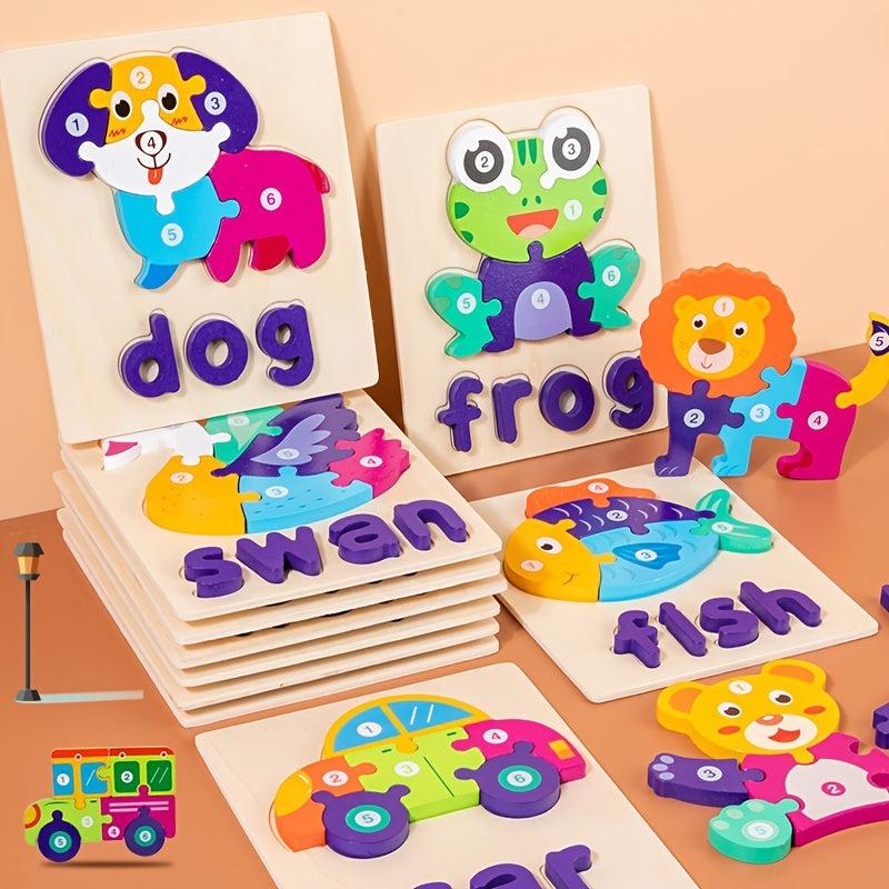 Wooden Animals Jigsaw Puzzles for Toddlers 3 4 5 Years Old Montessori Educationa