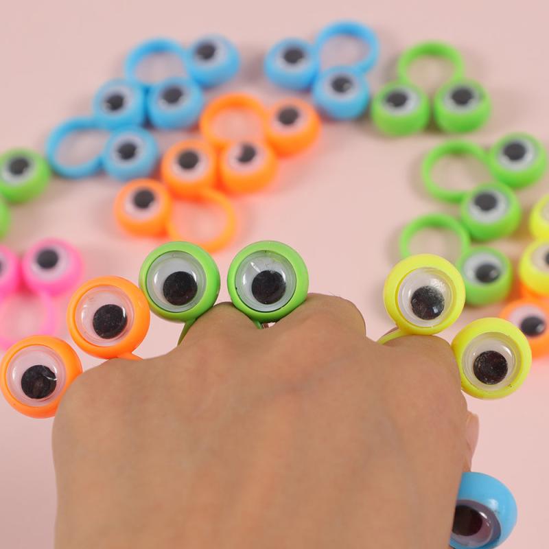 10pcs Eye Finger Puppets Rings Wiggle Eyes Toys Birthday Party Halloween Gift