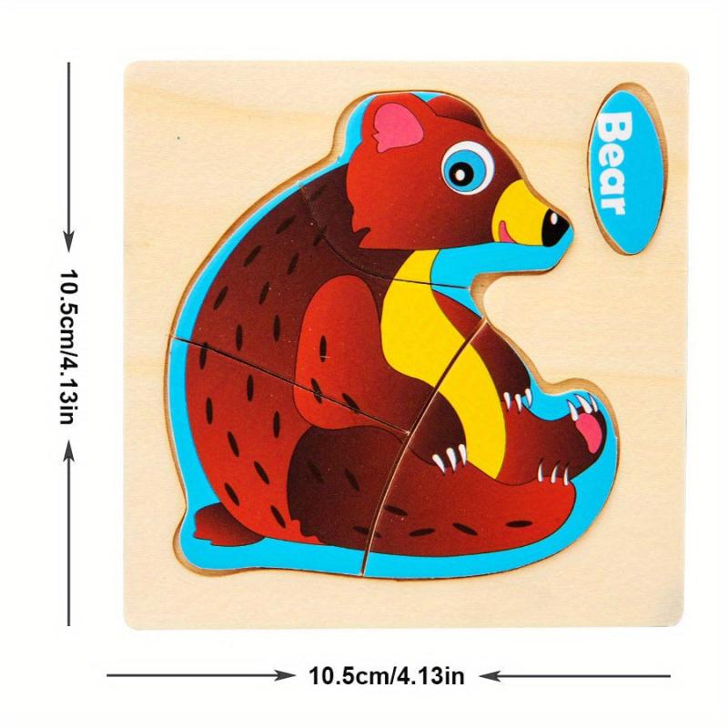 Small Wooden Jigsaw Puzzle Cartoon Animal Vehicle Educational Toy