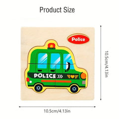 Small Wooden Jigsaw Puzzle Cartoon Animal Vehicle Educational Toy