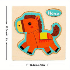 Small Wooden Jigsaw Puzzle Cartoon Animal Vehicle Educational Toy