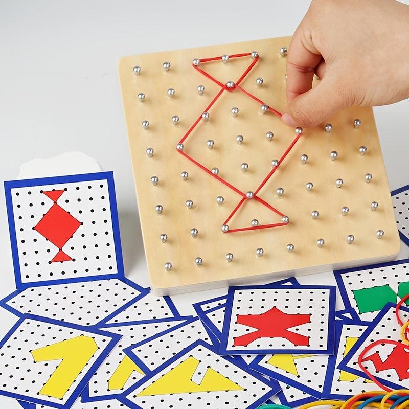 Montessori Shape Rubber Nail Board Puzzle Toy for Kids