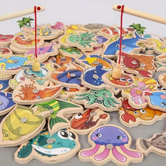 Wooden Magnetic Fishing Toy Set for Cognitive Development