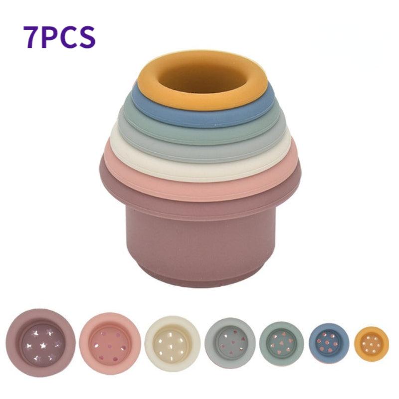 Montessori Educational Toys Baby Silicone Hourglass Stacking Cup