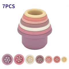 Montessori Educational Toys Baby Silicone Hourglass Stacking Cup