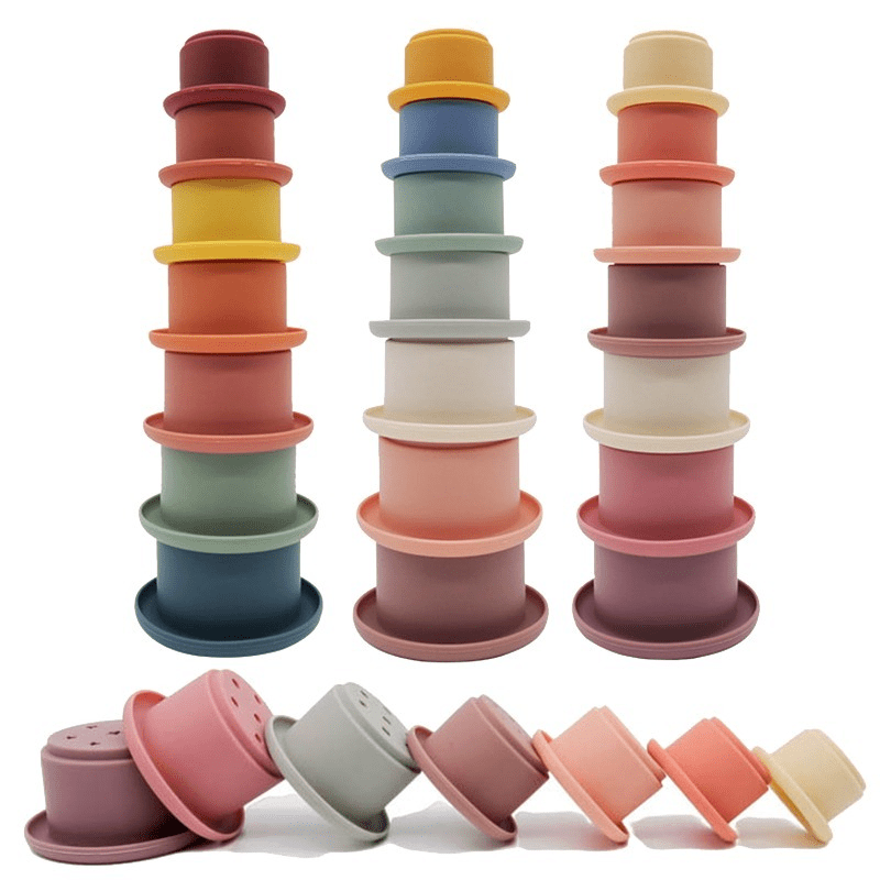 Montessori Educational Toys Baby Silicone Hourglass Stacking Cup