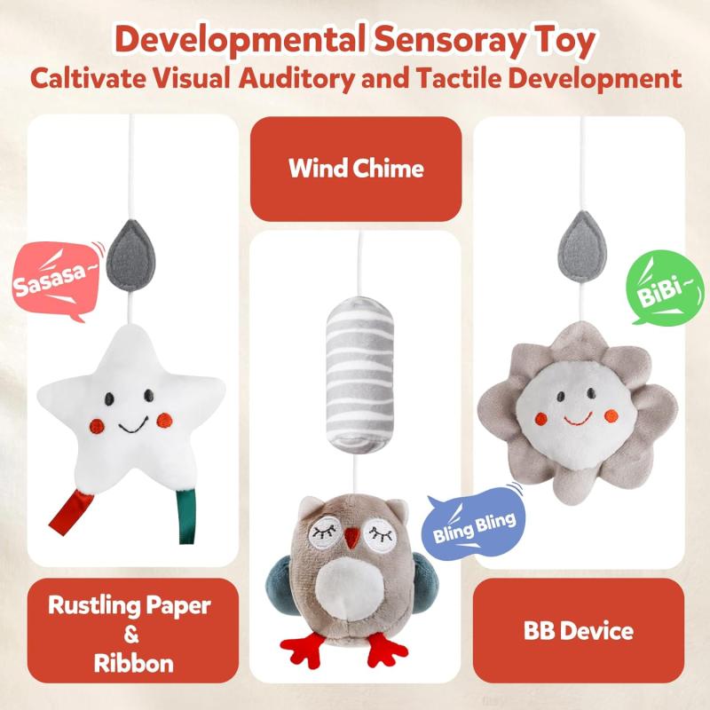 Baby Stroller Toys Hanging Sensory Toys with Wind Chimes and Sounds