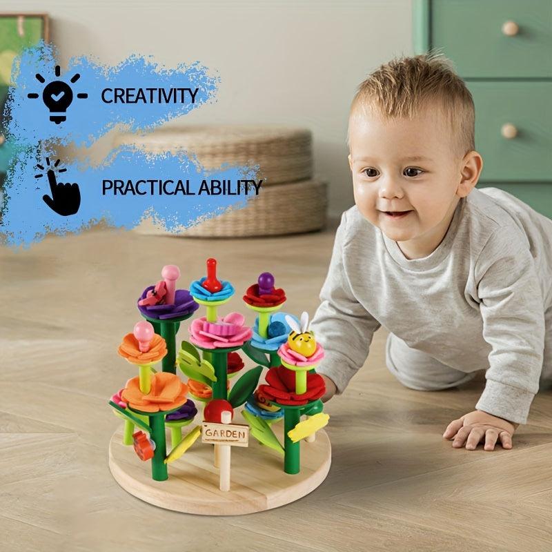 Wooden Children's Splicing Garden Building Blocks Puzzle DIY Variety Set