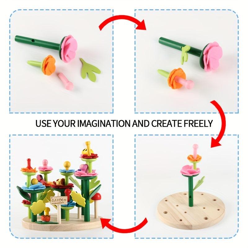 Wooden Children's Splicing Garden Building Blocks Puzzle DIY Variety Set