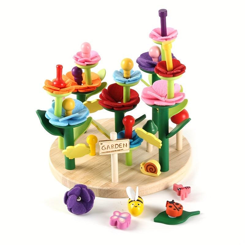 Wooden Children's Splicing Garden Building Blocks Puzzle DIY Variety Set