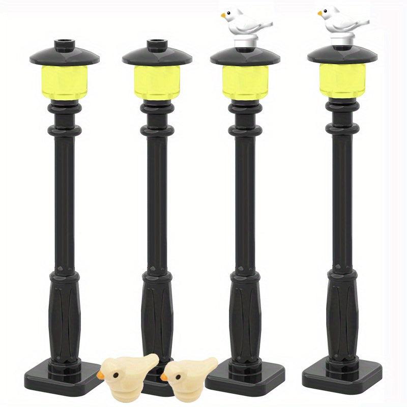 4pcs Birds Streetlamp Bricks Set - DIY City House Garden Construction Kit
