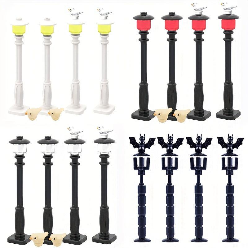 4pcs Birds Streetlamp Bricks Set - DIY City House Garden Construction Kit