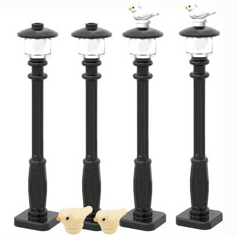 4pcs Birds Streetlamp Bricks Set - DIY City House Garden Construction Kit