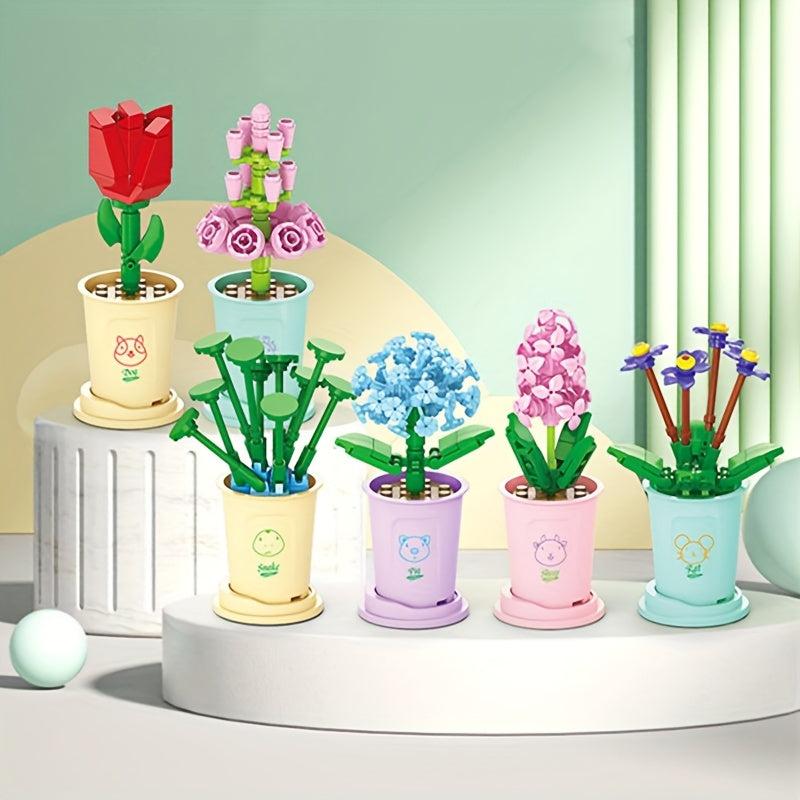 Christmas & Halloween Potted Flowers Building Blocks Hyacinth