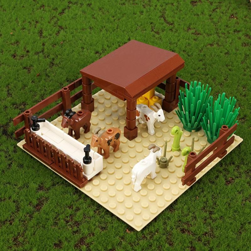 Animal Scene Log House Building Blocks DIY Desktop Model Ornament Gift