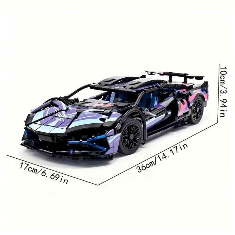 Classic Purple Sports Car Building Blocks - Educational Toy for Children