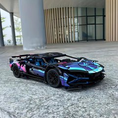 Classic Purple Sports Car Building Blocks - Educational Toy for Children