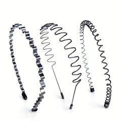 3pcs Metal Spray Paint Steel Wire Headband Set Men's Headband