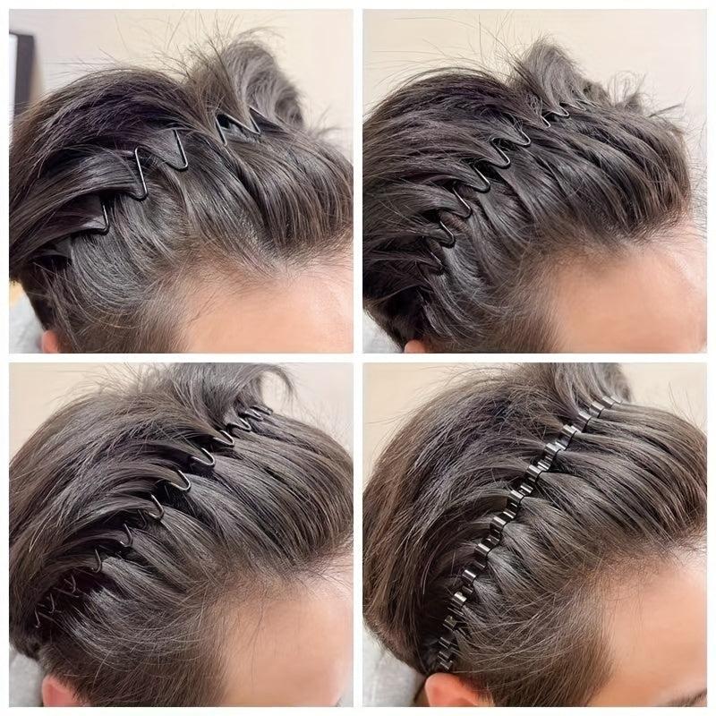 3pcs Metal Spray Paint Steel Wire Headband Set Men's Headband