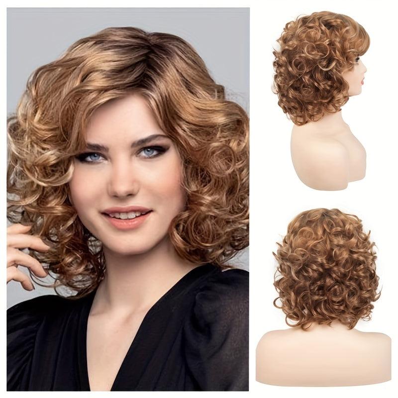 Blonde Bob Wave Wig Short Curly Wig Heat Resistant Synthetic Fiber