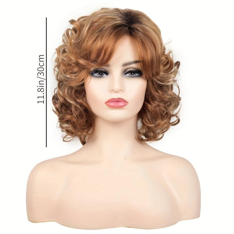 Blonde Bob Wave Wig Short Curly Wig Heat Resistant Synthetic Fiber